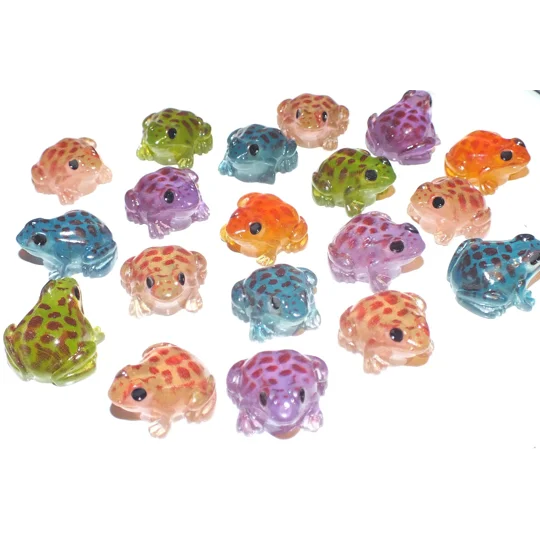 5pcs Exclusive Cute Speckled 3D NOT FLATBACK Resin acrylic plastic Frogs Translucent Garden or Lands