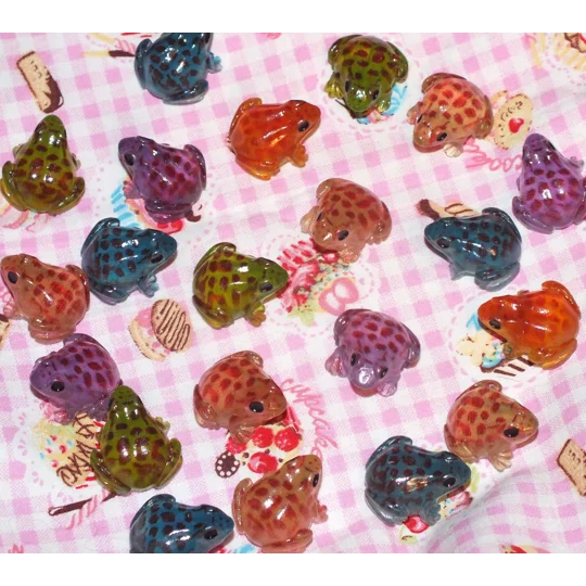 5pcs Exclusive Cute Speckled 3D NOT FLATBACK Resin acrylic plastic Frogs Translucent Garden or Lands