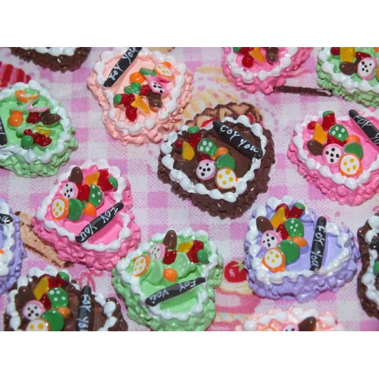 5pcs Delicious Fake Cream Cakes Gateaux Topped With Fruit Pastries Dolls Play Non Edible 25mm 3D Not