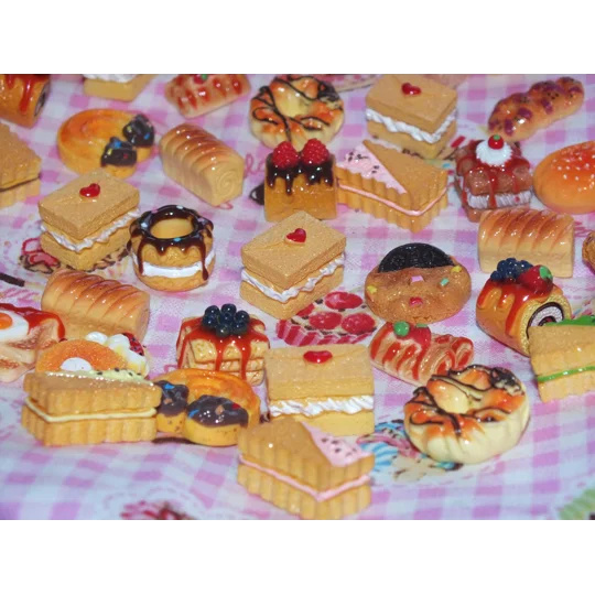 10pcs Delicious Fake Cream Cakes Donuts Cookies Pastries Fake Food Plates & Bowls Dolls Play Non Edi