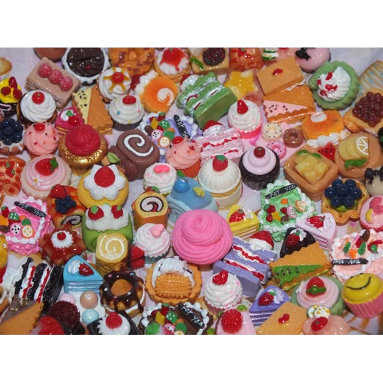 20 Pcs Mixed Delicious Fake Cream Cakes Donuts Cookies Pastries Food Dolls Play Non Edible 15mm-30mm
