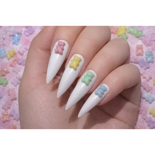 50 Pcs TINY Pastel Miniature Mini Resin Bear Fake Candy 1/12th scale Nail Art 6mm