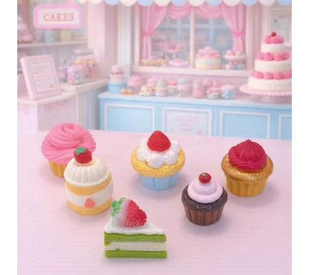 6pcs Delicious Large Fake Cream Whipped Cup Cakes Muffins Pastries Topped With Fruit Dolls Play Non
