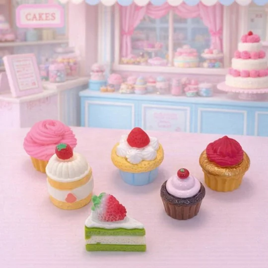 6pcs Delicious Large Fake Cream Whipped Cup Cakes Muffins Pastries Topped With Fruit Dolls Play Non