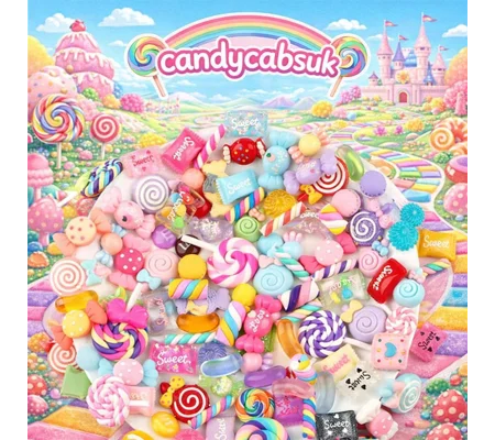 50 Pcs Sweetie Time Lollipops Flumps Macaroon Cakes Candy Resin Clay Sweets Fake Flatback 3D