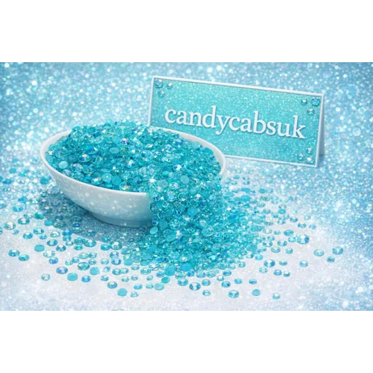 Aqua Blue Sparkle Mixed 1000pc Acrylic Resin JELLY Rhinestone Gems Nail Art