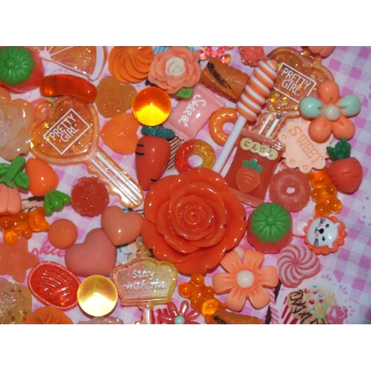 Orange Theme 50 Pcs Bulk Buy Wholesale Fake Sweets Flump Candy Lollipop Polymer Clay Handmade Fake S