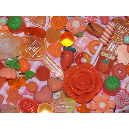 Orange Theme 50 Pcs Bulk Buy Wholesale Fake Sweets Flump Candy Lollipop Polymer Clay Handmade Fake S