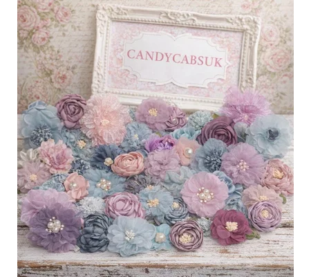 10 Pcs Mixed Shabby Chic Faux Silk Satin Fabric Flowers for Craft Hair Bows