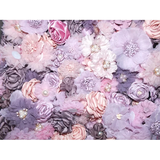20 Pieces Mixed Pink/Purple/Clover Shades Shabby Chic Faux Silk Satin Lace Fabric Flowers for Craft