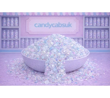 Pastel Mermaid Blue Ivory Pink 500pcs Mixed Acrylic Resin Faux Half Pearls Rhinestone Gems AB DIY