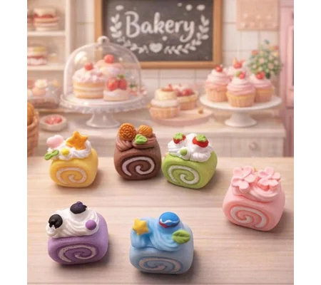 6pcs Delicious Large Fake Whipped Cream Roulade Swiss Roll Sponge Topped With Fruit Dolls Play Non E