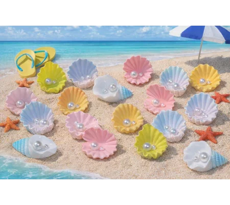 6pcs Exclusive Scallop Conch Seaside Shells with pearls inside Look so real 20mm-30mm 3D Not Flatbac