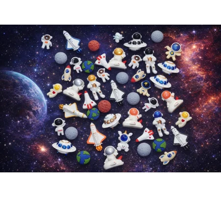 20 Pcs Space Man Rocket Astronaut Planet Earth Moon Mars Saturn UFO Resin Flatback Charms Cabochon M