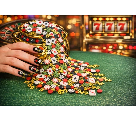 20g Bag Poker Night Mix Hearts Spade Club Diamond Dollars Bills Poker Chips Dice Playing Cards Polym