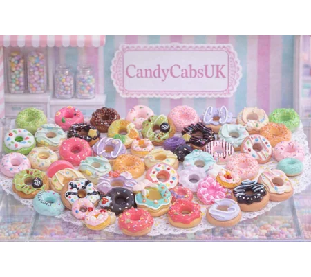 50 Pcs Fake Prop Dolls Food Mixed Size Iced Donuts Candy Resin Flatback