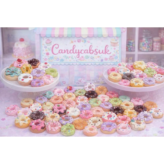 50 Pcs Fake Prop Dolls Food Mixed Size Iced Donuts Candy Resin Flatback Sweets