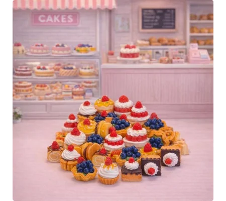 6pcs Delicious Fake Cream Cakes Topped With Fruit Fake Food Cakes Pastries Dolls Play Non Edible 15m