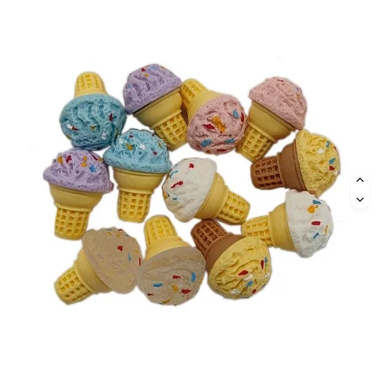 6pcs Delicious Fake Ice Cream Cones Dolls Play Non Edible 3D Not Flatback Resin Polymer Clay approx