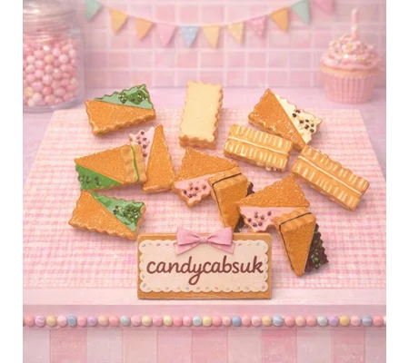 8 Pcs Realistic Prop Display FAKE Cookies Biscuits Wafer Treats Resin Cabochons