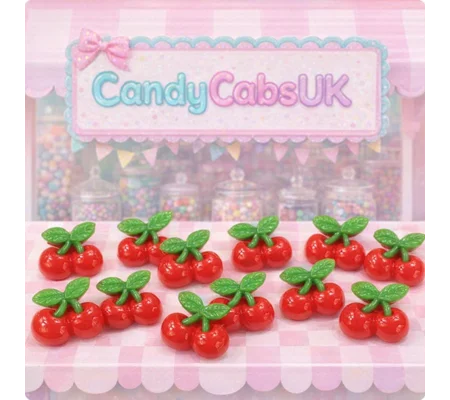 10 Pcs Fake Prop Mixed Cherry Cherries Sweets Fake Food Mixed Candy Resin Flatback 3D 16mm