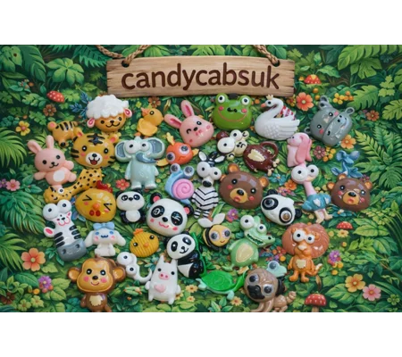 50 Pcs Mixed Wild Animals Dog Cat Bear Monkey Turtle Fish Bird Panda Fox Pig Dinosaur Cartoon