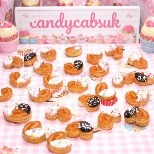 6pcs So Realistic FAKE FOOD Danish Puff Pastry Cake Croissant Topped With Icing & Sprinkles Dolls Pl