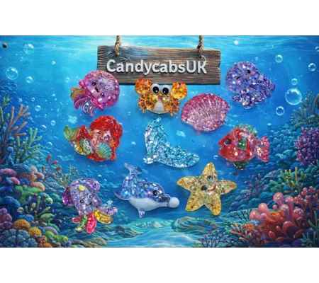 10 Pcs Under the Ocean Themed Glitter Resin Cabochons Crab Starfish Mermaid Shell Octopus