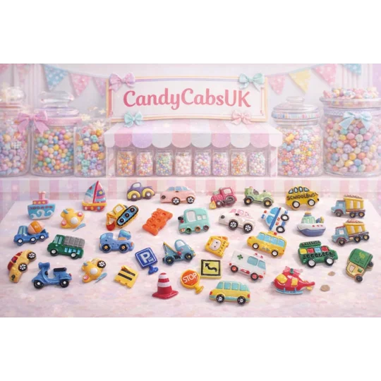 20 Pcs Vehicle Car Transport Road Signs Themed Resin Cabochons