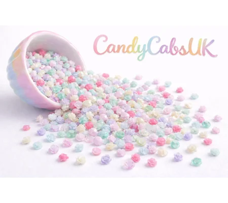 100 Pcs SUPER TINY 4mm Pastel & Bright Mixed Resin Roses Flower For Nail Art Charms Resin Craft DIY