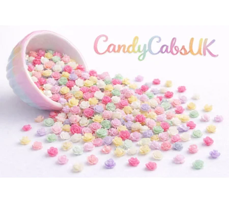 50 Pcs TINY 5mm Pastel & Bright Mixed Resin Roses Flower For Nail Art Charms Resin Craft DIY
