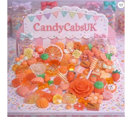 Orange Theme 50 Pcs Bulk Buy Wholesale Fake Sweets Flump Candy Lollipop Polymer Clay Handmade Fake S