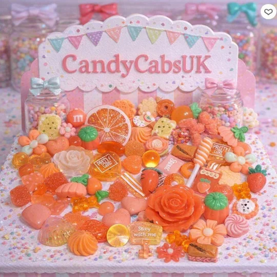 Orange Theme 50 Pcs Bulk Buy Wholesale Fake Sweets Flump Candy Lollipop Polymer Clay Handmade Fake S