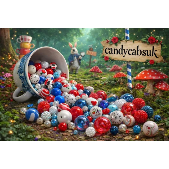 50 Pcs Red White & Blue Alice Mix Bubblegum Round Beads Assorted Mix 6mm-20mm Xmas Craft DIY Pen/Bra