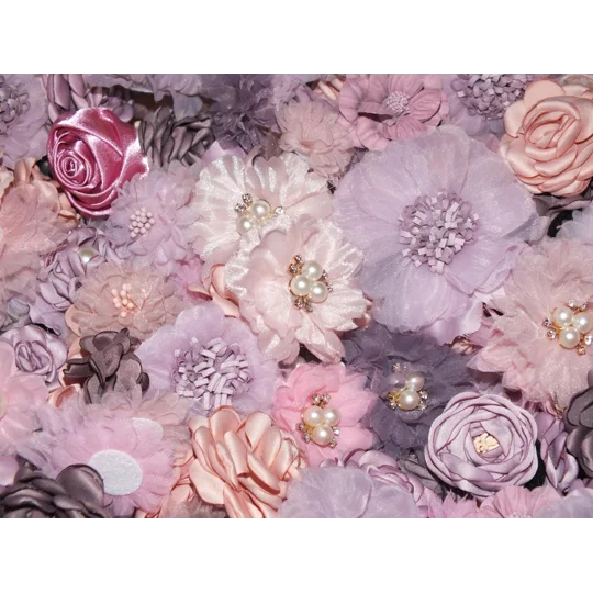 20 Pieces Mixed Pink/Purple/Clover Shades Shabby Chic Faux Silk Satin Lace Fabric Flowers for Craft