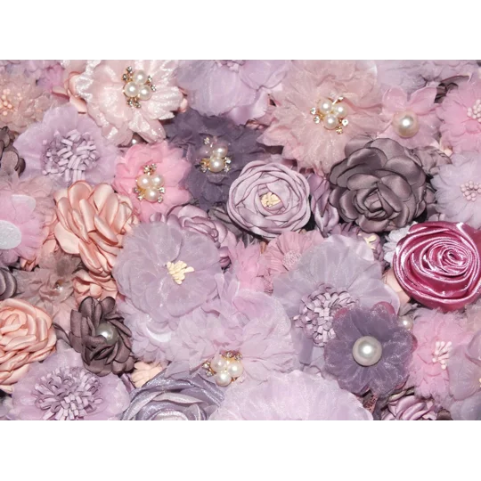 20 Pieces Mixed Pink/Purple/Clover Shades Shabby Chic Faux Silk Satin Lace Fabric Flowers for Craft