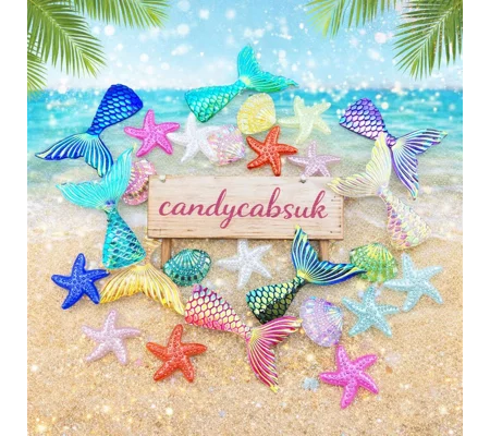 30 Pcs Kit Seaside Mermaid Tails Starfish Shells Irridecent Acrylic resin Flatback Craft Shapes