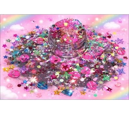 20g Bag Pink & Blue Alien Invasion Space Dust UFO Chunky Nail Art Sequins Glitter Slime Craft DIY UK