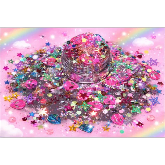 20g Bag Pink & Blue Alien Invasion Space Dust UFO Chunky Nail Art Sequins Glitter Slime Craft DIY UK