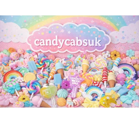 100 Pcs Cute Rainbow Candy Bow Flower Lollypop Sweet Treats Pastel Mix Flatback and 3D Cabochon Kawa