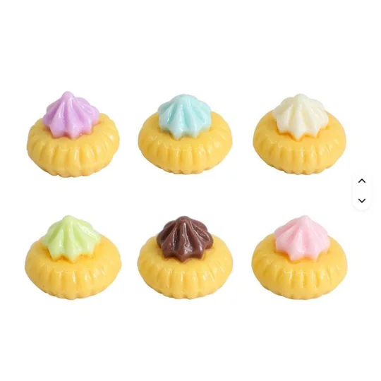 6 Pcs Realistic Prop Display FAKE Iced Gems Biscuits Cookies Cakes Treats Resin Cabochons