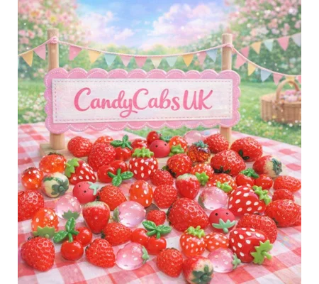 20 Pcs Summer Fruits Mixed Juicy Red/Pink Cherry & Strawberry Resin Cabochons Flatback Cherries Stra
