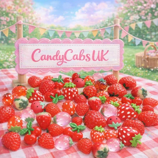 20 Pcs Summer Fruits Mixed Juicy Red/Pink Cherry & Strawberry Resin Cabochons Flatback Cherries Stra