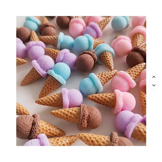 6pcs Delicious Fake Ice Cream Cones Dolls Play Non Edible 3D Not Flatback Resin Polymer Clay approx