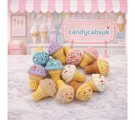 6pcs Delicious Fake Ice Cream Cones Dolls Play Non Edible 3D Not Flatback Resin Polymer Clay approx