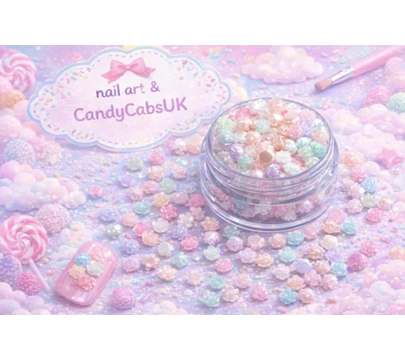 100 Pcs SUPER TINY 4mm Pastel & Bright pearlescent Mixed Resin Roses Flower For Nail Art Charms Resi