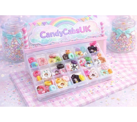 50Pcs Mixed Resin FAKE FOOD Donuts Cakes Plus Storage Box DIY Kit Cabochon Decoden Kawaii Flatback C