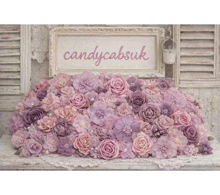 20 Pieces Mixed Pink/Purple/Clover Shades Shabby Chic Faux Silk Satin Lace Fabric Flowers for Craft