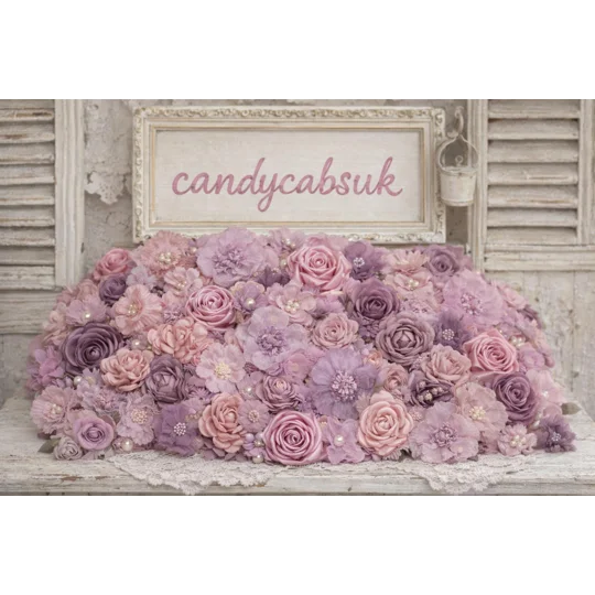 20 Pieces Mixed Pink/Purple/Clover Shades Shabby Chic Faux Silk Satin Lace Fabric Flowers for Craft