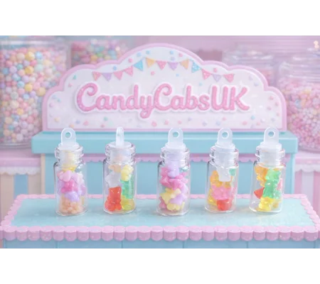 5 Tiny Real Glass Bottle Filled with TEENY TINY bears fake candy sweets